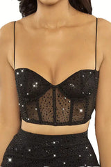 Tropical Dream Embellished Bustier Crop Top - TEVQA
