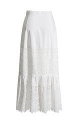 White lace maxi skirt set with cropped top - View 10 | TEVQA