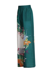 Green floral shirt and wide leg pant set - View 6 | TEVQA