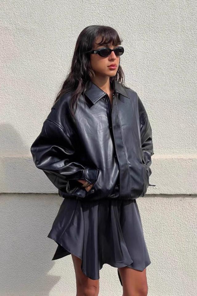 Vegan leather bomber jacket - View 23 | TEVQA
