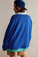 Comfy Chic Contrast Trim Oversized Sweatshirt - TEVQA