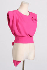 Sleeveless bow top and wide leg pants set - View 7 | TEVQA