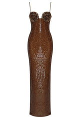 Lorelei Brown Sequin Maxi Dress with Floral Detail - View 24 | TEVQA