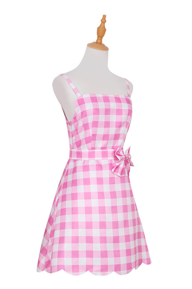 Barbie Movie Margot Pink Plaid Check Dress | Dress In Beauty