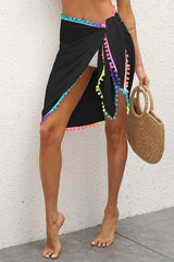 Beach wrap skirt with pom-pom trim - View 7 | TEVQA