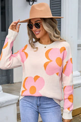 Bloom Oversized Floral Knit Sweater - TEVQA