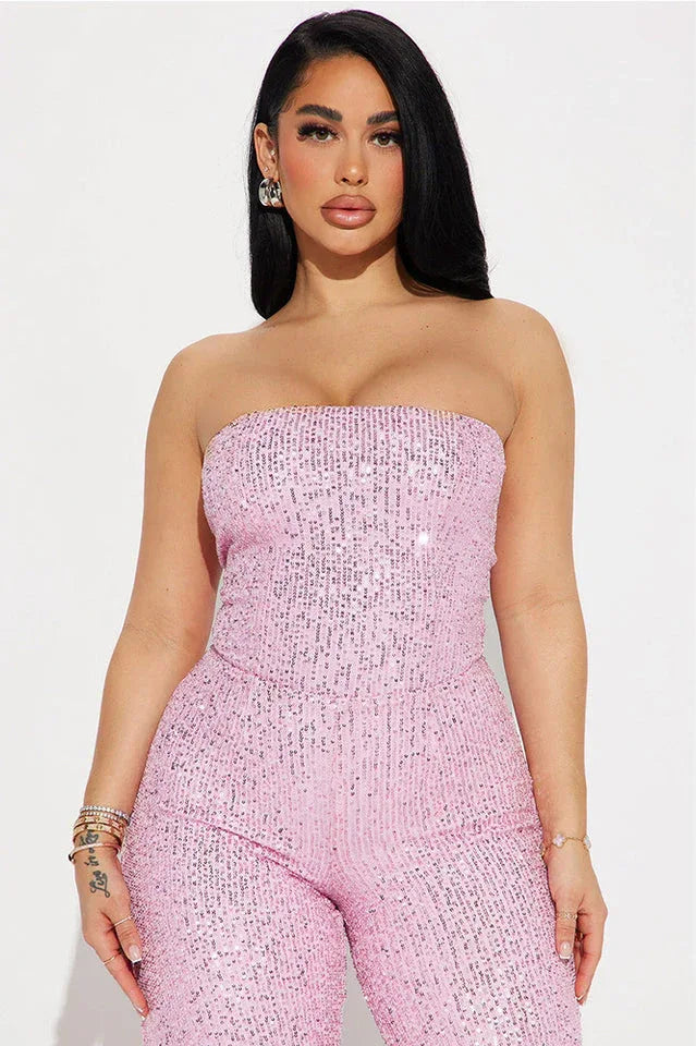 Lets Sparkle On Sequin Jumpsuit - TEVQA