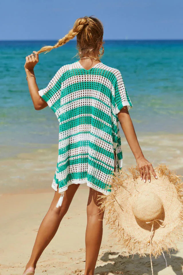 Crocheted V-Neck Beach Cover Up - View 24 | TEVQA