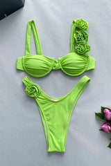 Ruched bikini set with floral accents and sweetheart neckline - View 6 | TEVQA
