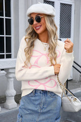 Black graphic bow knit sweater - View 7 | TEVQA