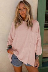 Sage Green Ribbed Knit Oversized Tunic Top - View 10 | TEVQA