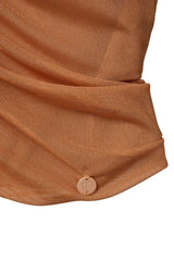 Gray ruched halter top with O-ring detail - View 12 | TEVQA