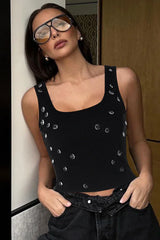 Ribbed Crystal Tank Top - View 9 | TEVQA