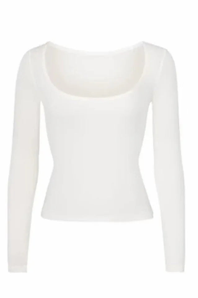 Essential Square Neck Long Sleeve Top - View 7 | TEVQA