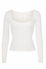 Essential Square Neck Long Sleeve Top - View 7 | TEVQA