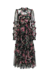 Floral Chiffon A-Line Dress - View 13 | TEVQA