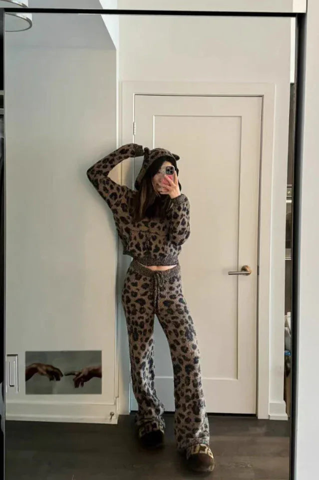 Unisex Cozy Knit Robe with Animal Ears - View 6 | TEVQA