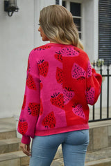 Colorblock Strawberry Cardigan - View 10 | TEVQA