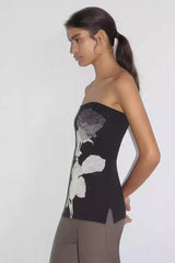 Conxita Strapless Tube Top with Rose Graphic - View 7 | TEVQA