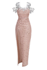 Slip Leaf Beaded Sequin Embellished Gown | Dress In Beauty