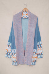 Geometric Open Front Long Sleeve Cardigan | Dress In Beauty