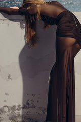 Long sleeve ruched maxi dress - View 9 | TEVQA