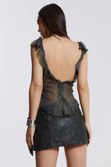 Faux Leather Wrap Mini Skirt - View 11 | TEVQA