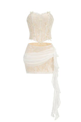 Strapless Lace Corset Dress Set - TEVQA