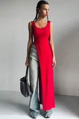 Diagonal Hem Maxi Knit Top - View 11 | TEVQA