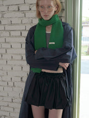 100% Wool Knitted Scarf Solid Red Warm Neck Wrap