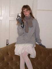 50% Wool Blend Melange Knit Scarf