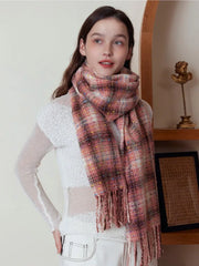 Oversized confetti knit scarf with rainbow speckles and fringe detail - View 8 | TEVQA