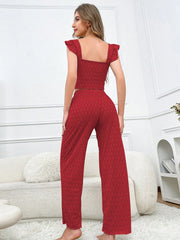 Red Eyelet Ruffle Pajama Set