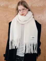 Iceland Blue Mohair Wool Blend Fringe Scarf