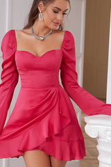 High Waist Bishop Sleeve Solid Dress | Dress In Beauty