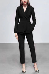 Lace Up Belt Waist Blazer Pants Suit - View 6 | TEVQA