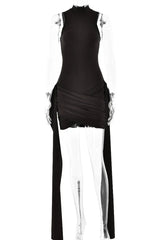 Anji High Neck Criss Cross Mini Dress - TEVQA