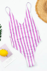 Women's vertical stripe one piece swimsuit - View 17 | TEVQA