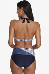 Plus size two-piece swimsuit with halter neck and high-waisted bottoms - View 15 | TEVQA