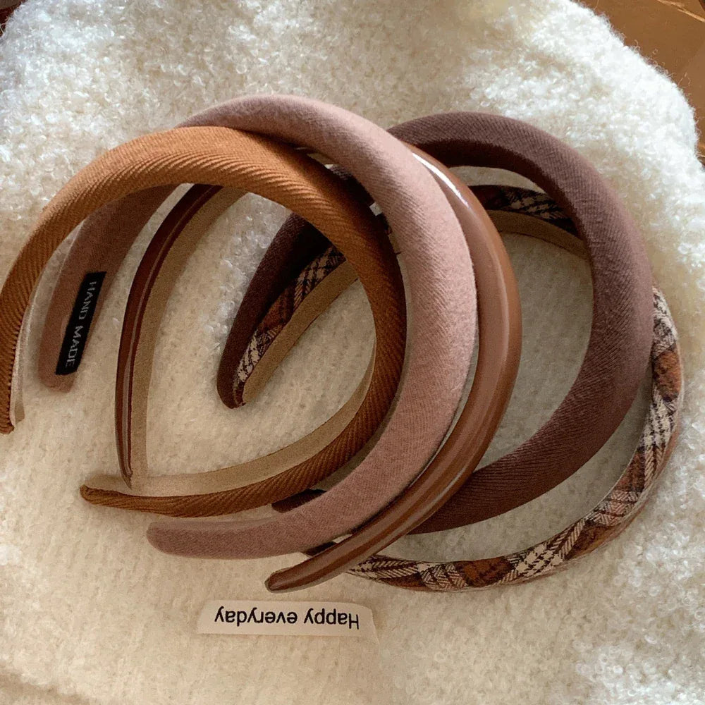 Wide Padded Headband in Brown & Neutral Tones - 1.2 Inch - TEVQA