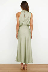 Satin Halter Neck Midi Dress - View 20 | TEVQA