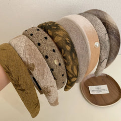 Vintage-Inspired Padded Headband Collection - 1.2 Inch Autumn Textures