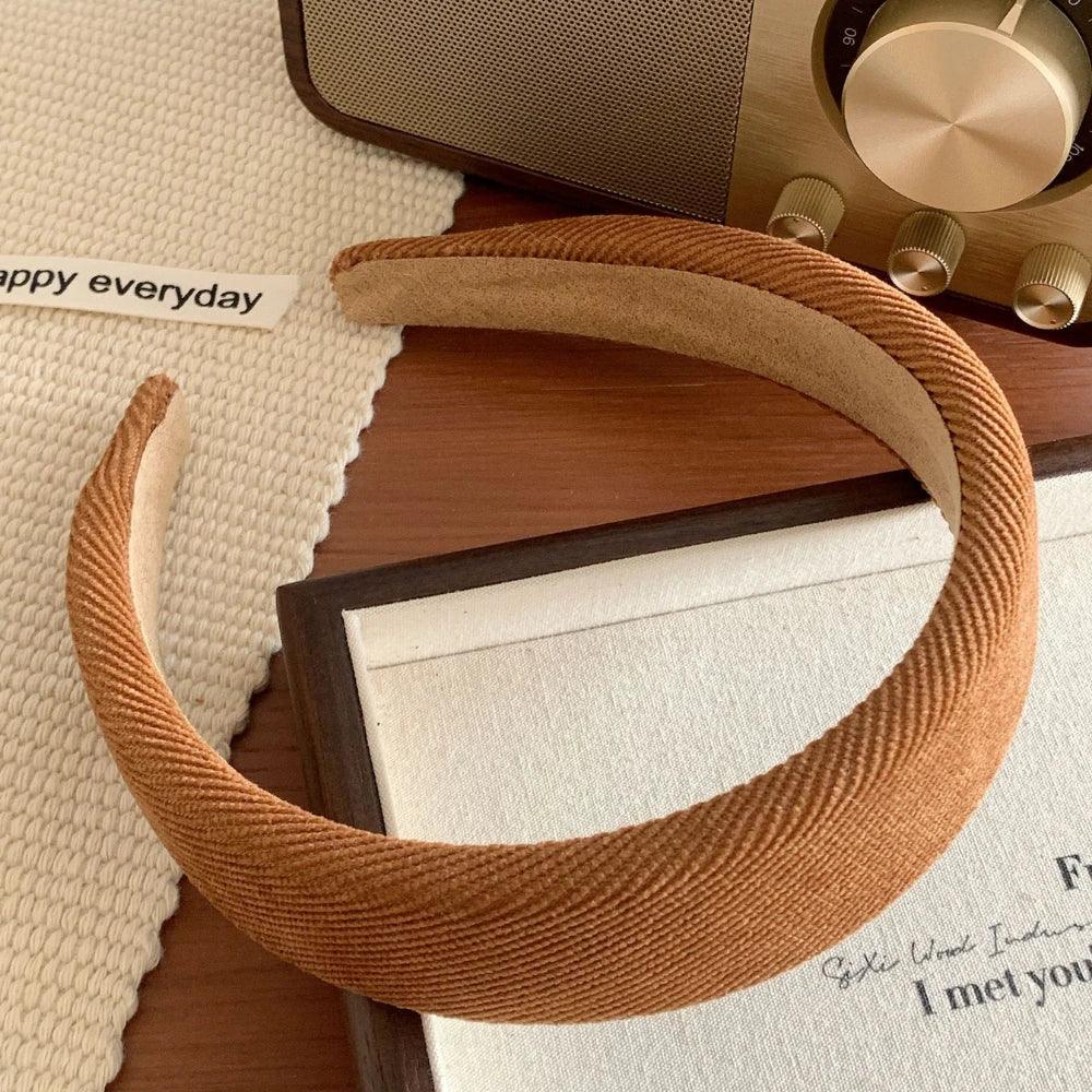 Wide Padded Headband in Brown & Neutral Tones - 1.2 Inch - TEVQA
