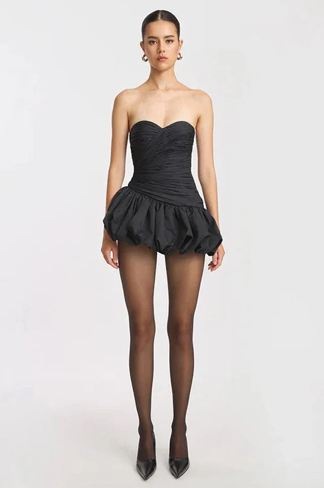 Balloon Draped Mini Dress - TEVQA