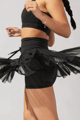 Pirouette Skort with Ruffled Tulle and Drawstring Waist - View 7 | TEVQA