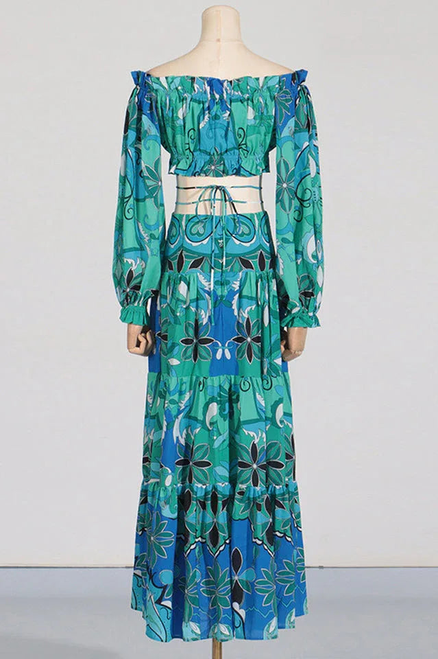 Adelise Off Shoulder Floral Skirt Set - TEVQA
