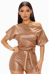 PU Leather Romper - TEVQA