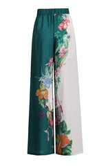Green floral shirt and wide leg pant set - View 7 | TEVQA