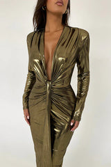Juliette Metallic Tie Front Maxi Dress - View 9 | TEVQA