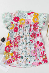 Women’s Floral Print Ruffle Sleeve Blouse - TEVQA